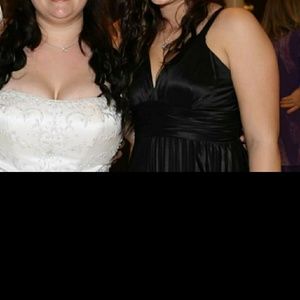 Black floor length pleated dress